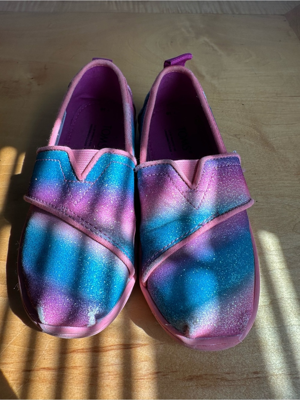 Toms Kids Glitter Slip-Ons in Pink and Blue Galaxy